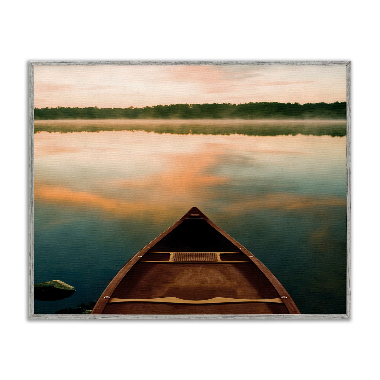 Stupell Industries Canoe on Lake Warm Sunrise Framed Giclee Art